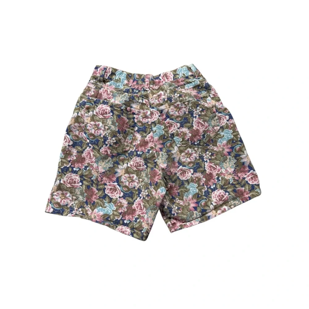 Vintage 90s Floral High Waisted Shorts Cottagecore Garden Print